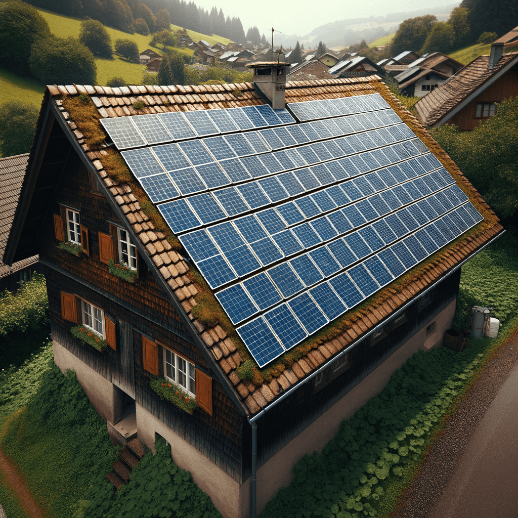 impianto fotovoltaico con qualche anno di vita montato sul tetto di una casa