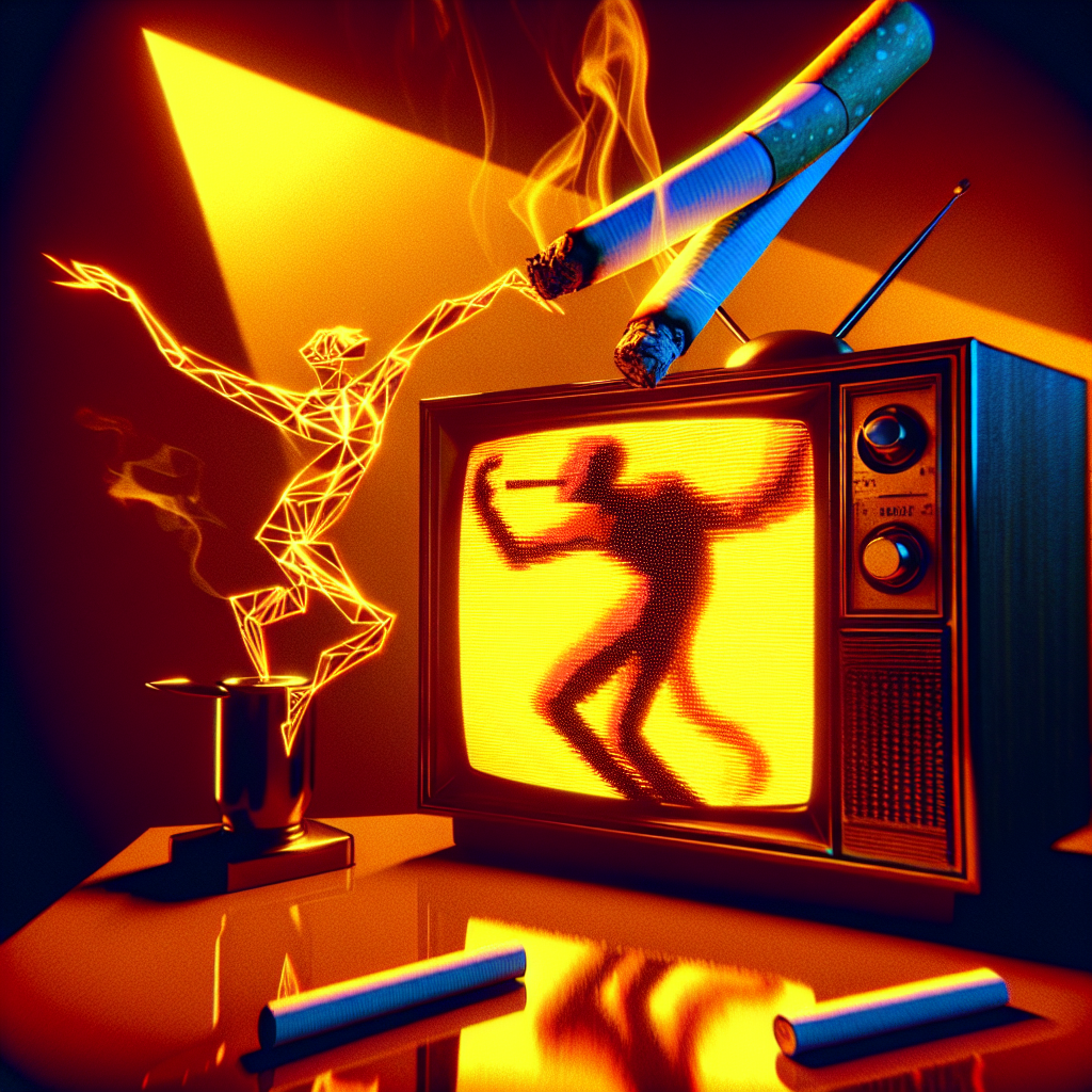 un cigarro bailando sobre un televisor