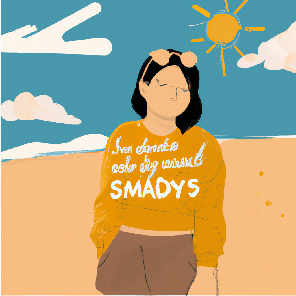 a woman in beach with tshirt : I was made for sunny days