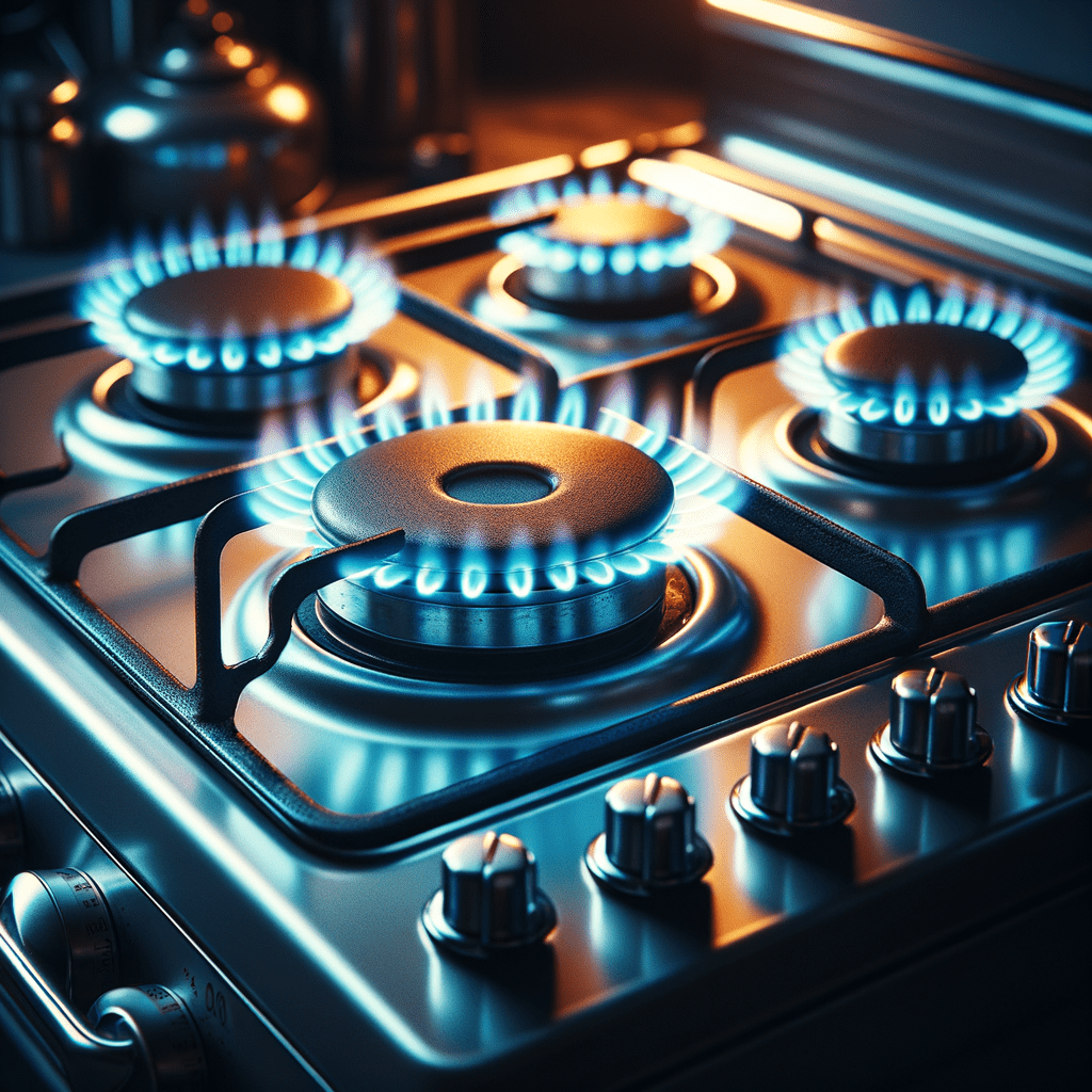 fornelli cucina con gas acceso