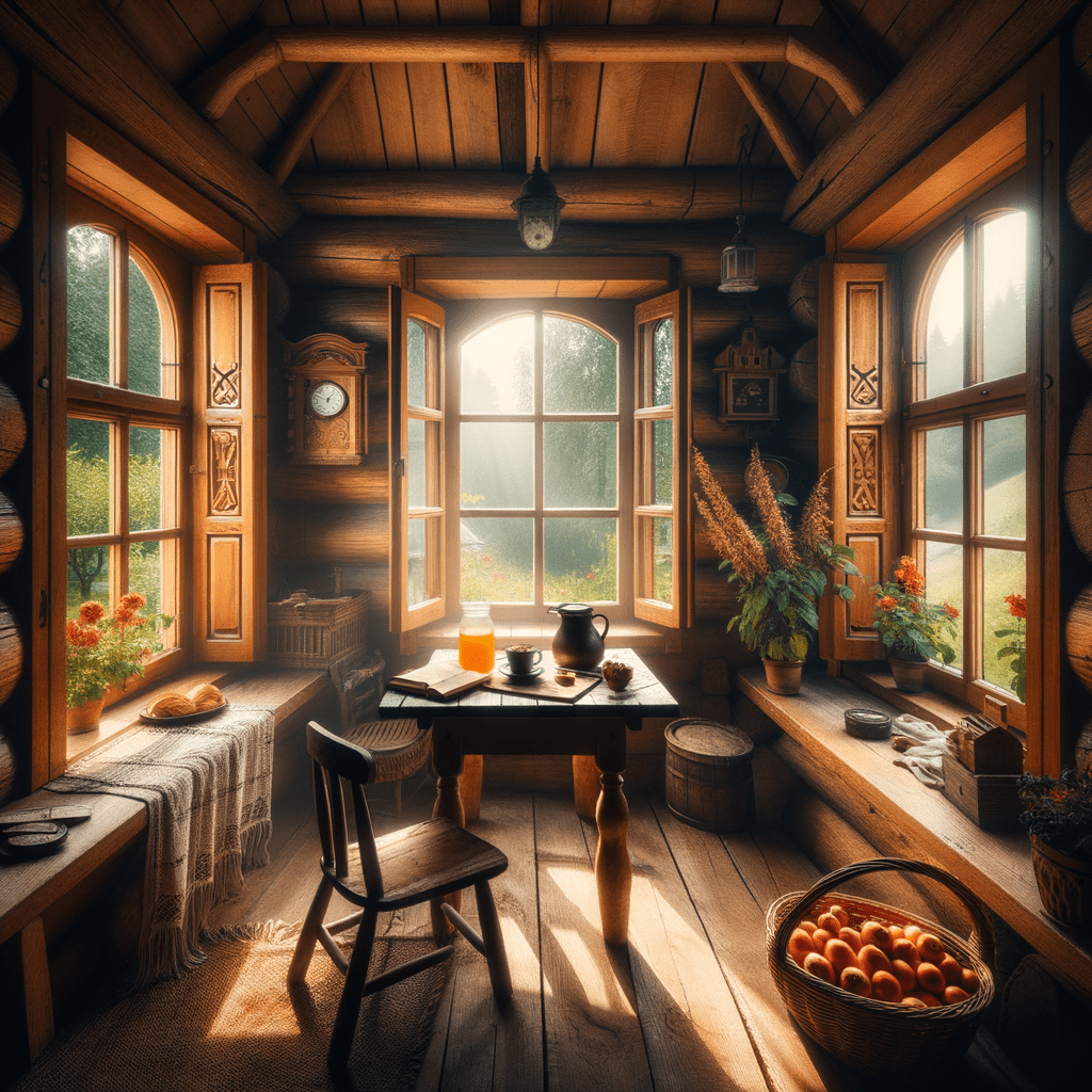 finestre in una casa di campagna